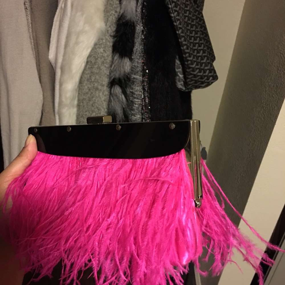 BCBGMaxAzria Pink Feather Clutch